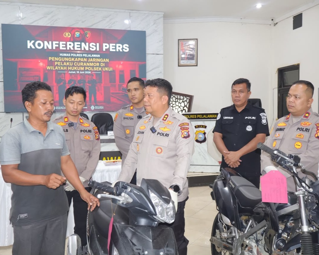Polres Pelalawan Gelar Konferensi Pers Tentang Curanmor Di Wilayah Polsek Ukui