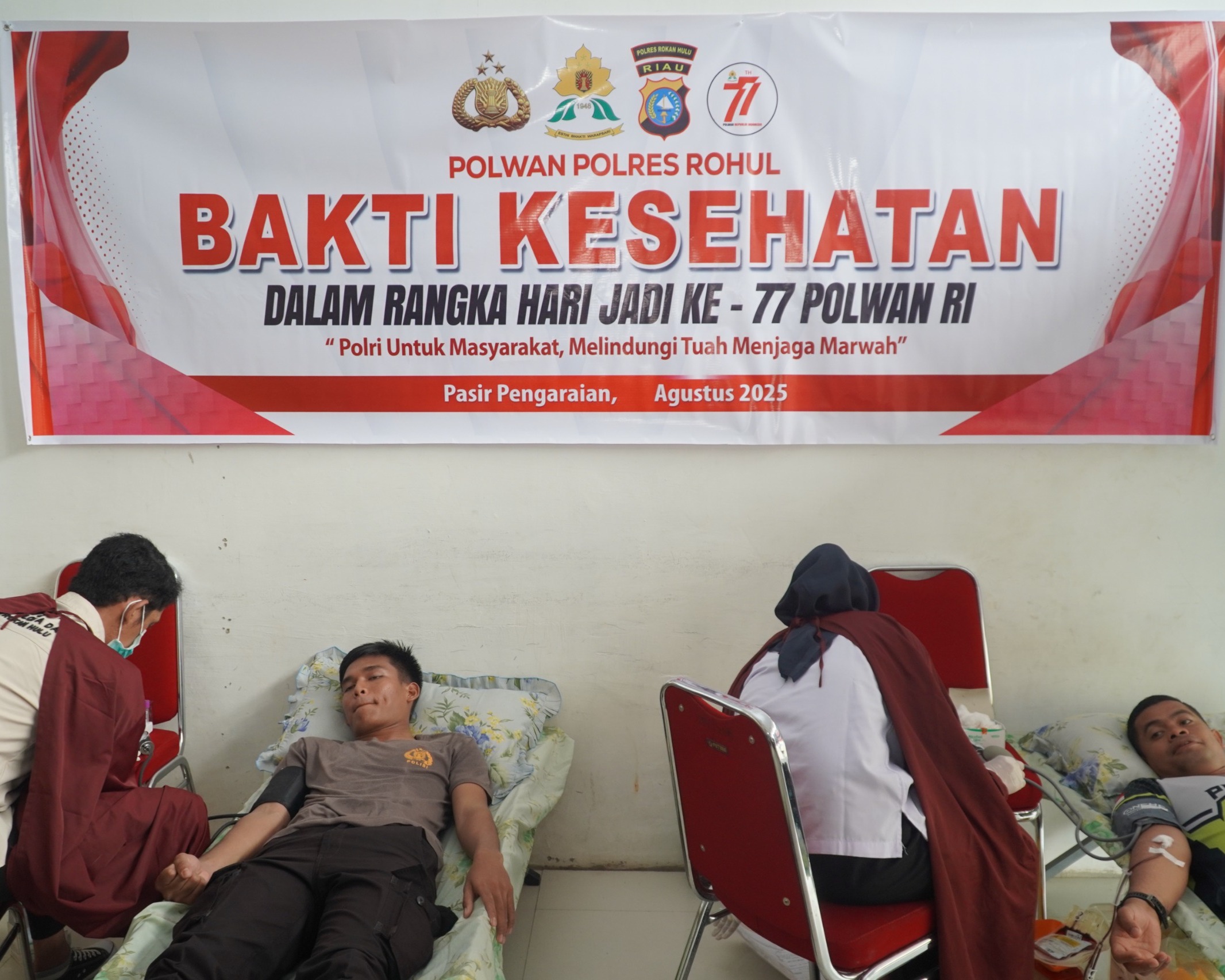 Polres Rokan Hulu Gelar Bakti Kesehatan Donor Darah Dalam Rangka HUT Polwan Ke-77