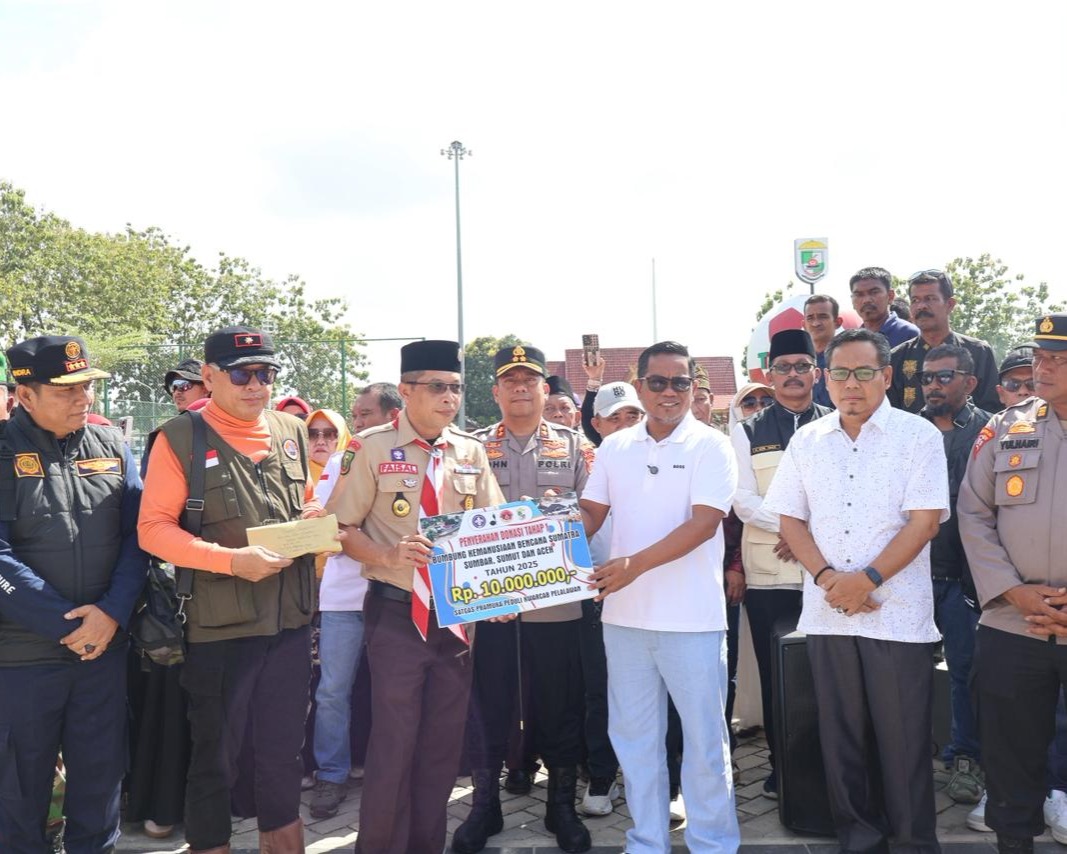 Pelepasan Tim Relawan Bantuan Bencana Alam Kabupaten Pelalawan 11 Orang Personil Polres Pelalawan