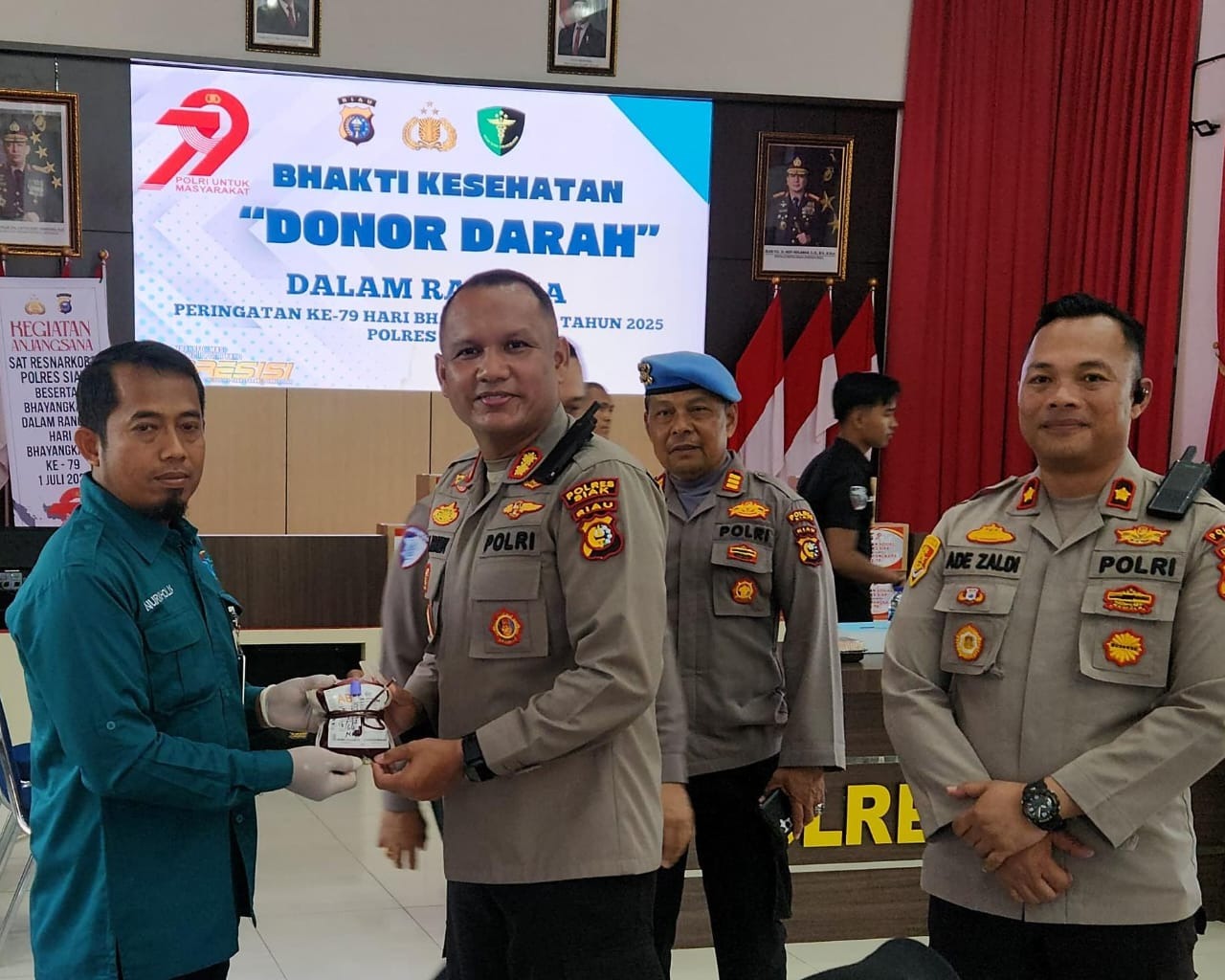 Polres Siak Gelar Bhakti Kesehatan Menjelang HUT Bhayangkara Ke-79, Donor Darah, Pengobatan Gratis Dan Baksos Untuk Masyarakat