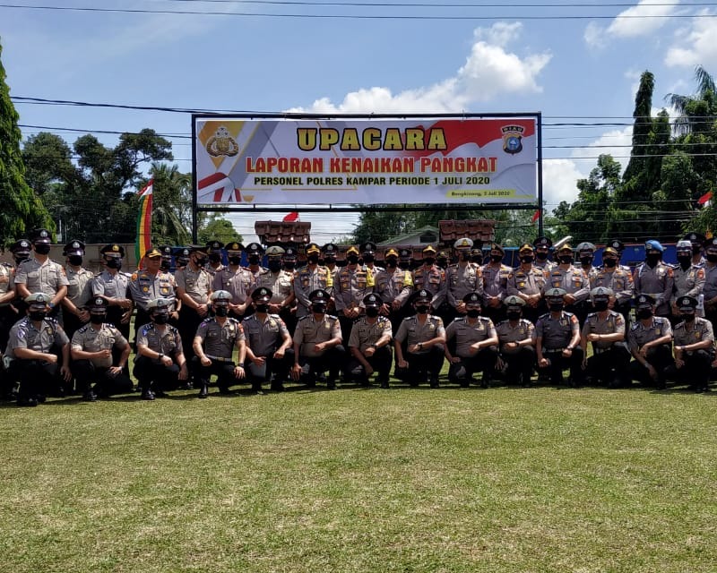 50 Personel Jajaran Polres Kampar Mendapat Kenaikan Pangkat Periode 1 Juli 2020, 1 Orang Kenaikan Pangkat Penghargaan