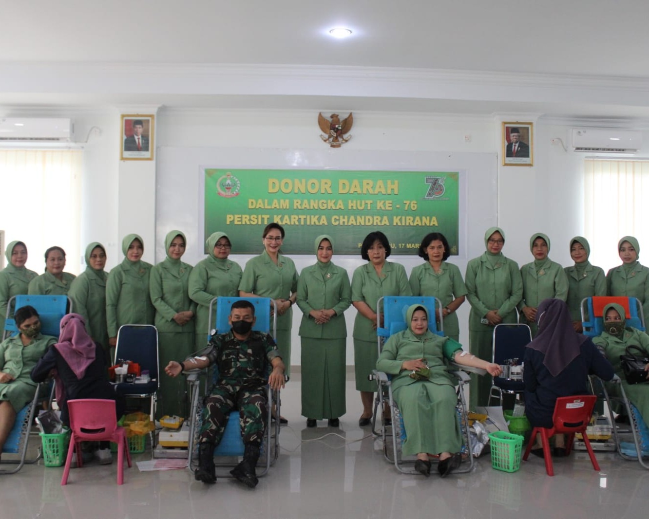 Peringati HUT Persit Ke-76, Persit Cab L Dim 0301/PBR Ikut Partisipasi Kegiatan Donor Darah