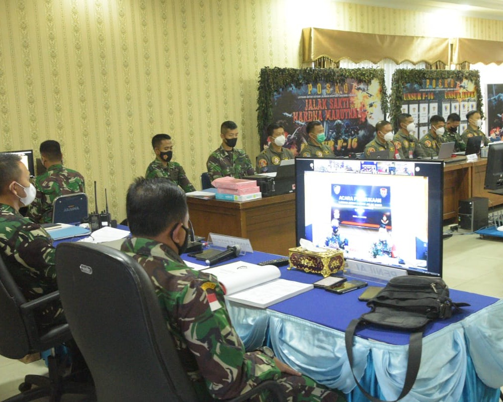 Danlanud RSN Hadiri Pembukaan Gladi Posko Latihan Jalak Sakti Tahun 2021 Secara Virtual