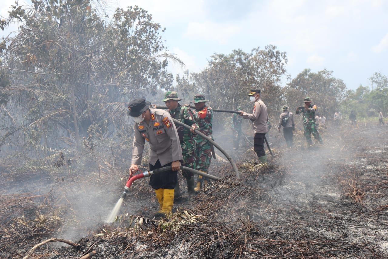 TNI-Polri Masih Terus Bersinergi Berjibaku Lakukan Upaya Pendinginan Karhutla