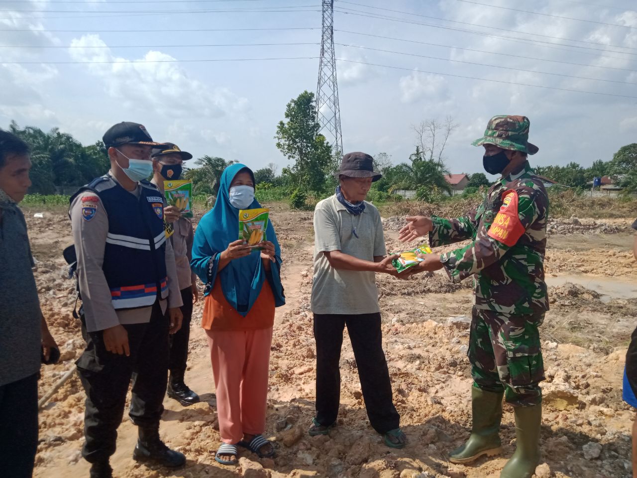 Babinsa Kodim 0301/PBR Serahkan Bibit di Kampung Tangguh Kelurahan Tampan