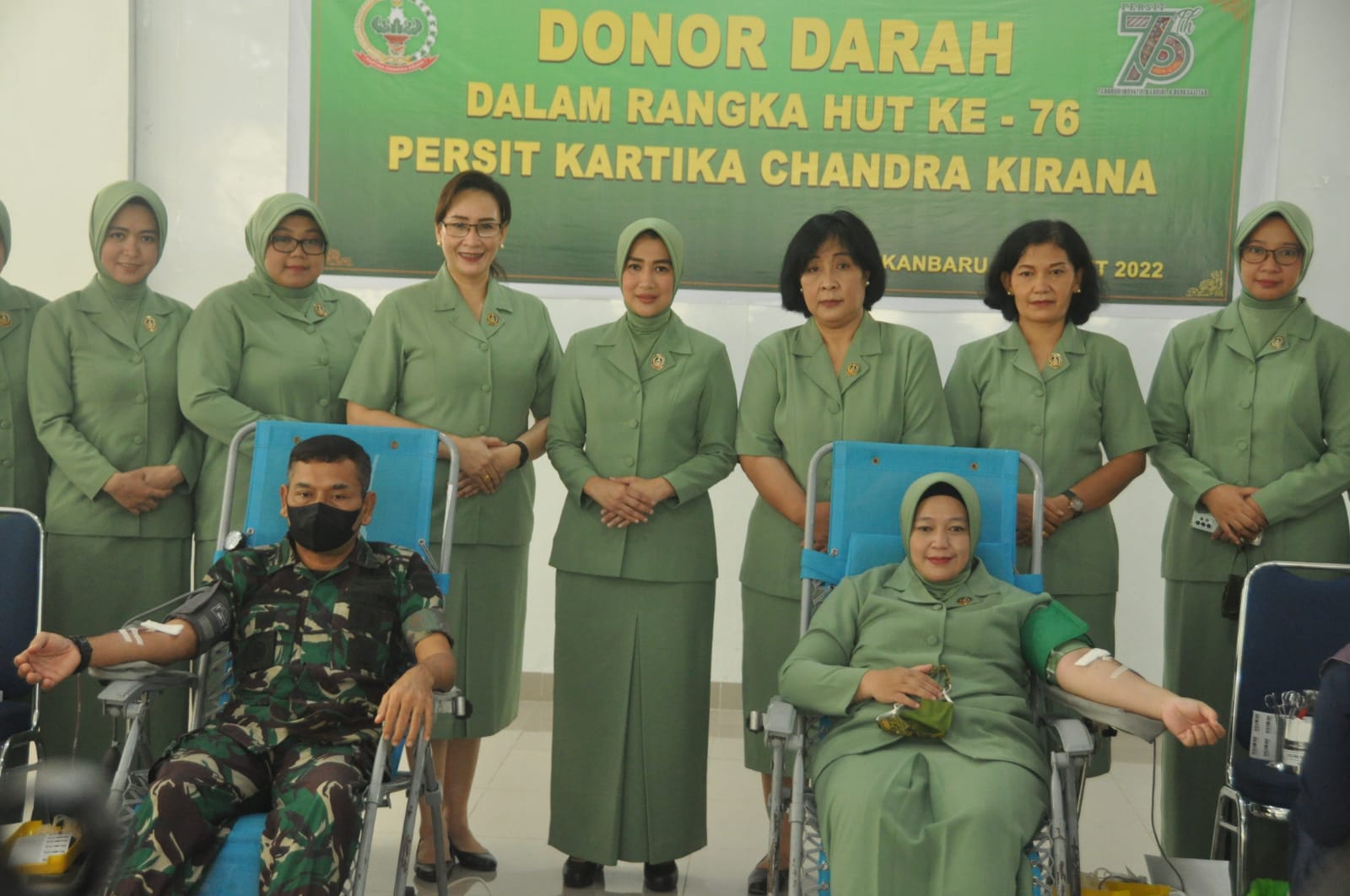 Peringati HUT Persit Ke-76, Persit Cab L Dim 0301/PBR Ikut Partisipasi Kegiatan Donor Darah