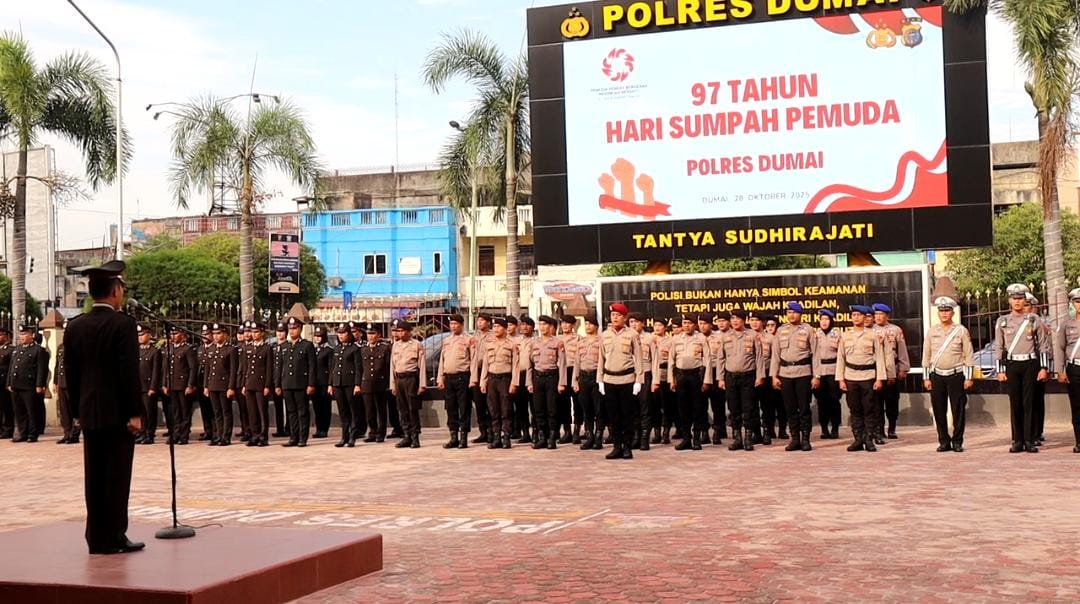 Polres Dumai Gelar Upacara Peringatan Hari Sumpah Pemuda Ke-97 Dengan Semangat Persatuan