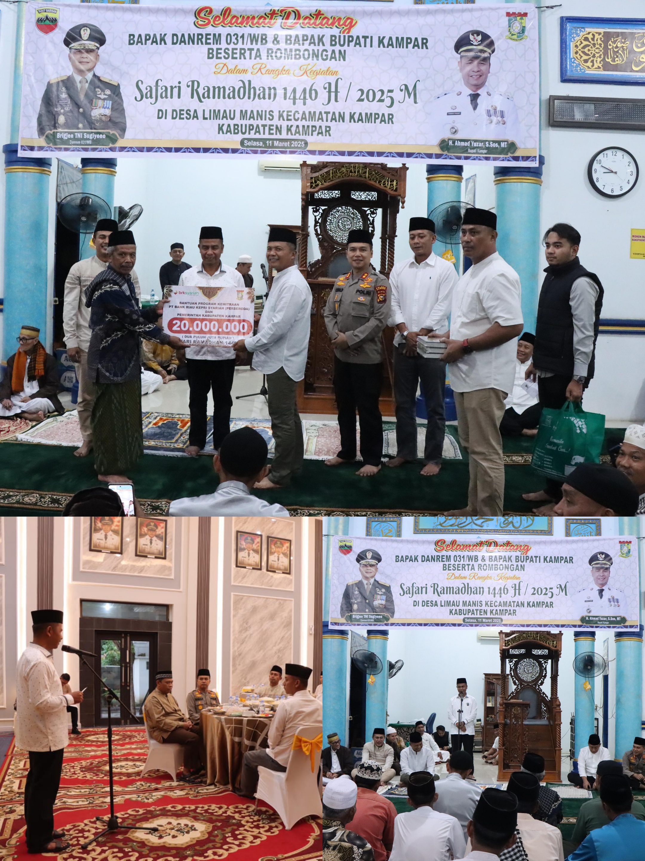 Solidaritas TNI-Polri di Bulan Ramadan, Kapolres Hadiri Safari Ramadhan Danrem 031/WB di Kabupaten Kampar
