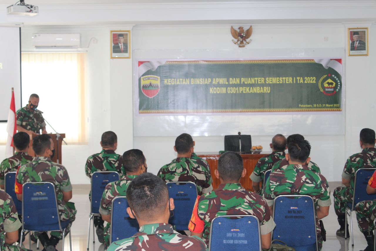 Tingkatkan Kemampuan Prajurit, Kodim 0301/PBR Gelar Binsiap Apwil dan Puanter