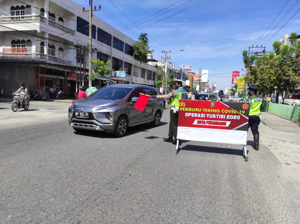 Tim Pemburu Teking Covid-19 Polresta Pekanbaru Laksanakan Operasi Yustisi