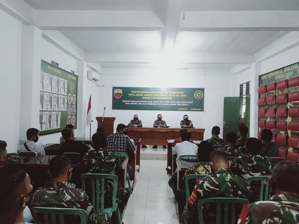 Kodim 0301/Pekanbaru Menyelenggarakan Kegiatan Pembinaan Peta Jarak Jaring Teritorial TW IV Tahun 2020