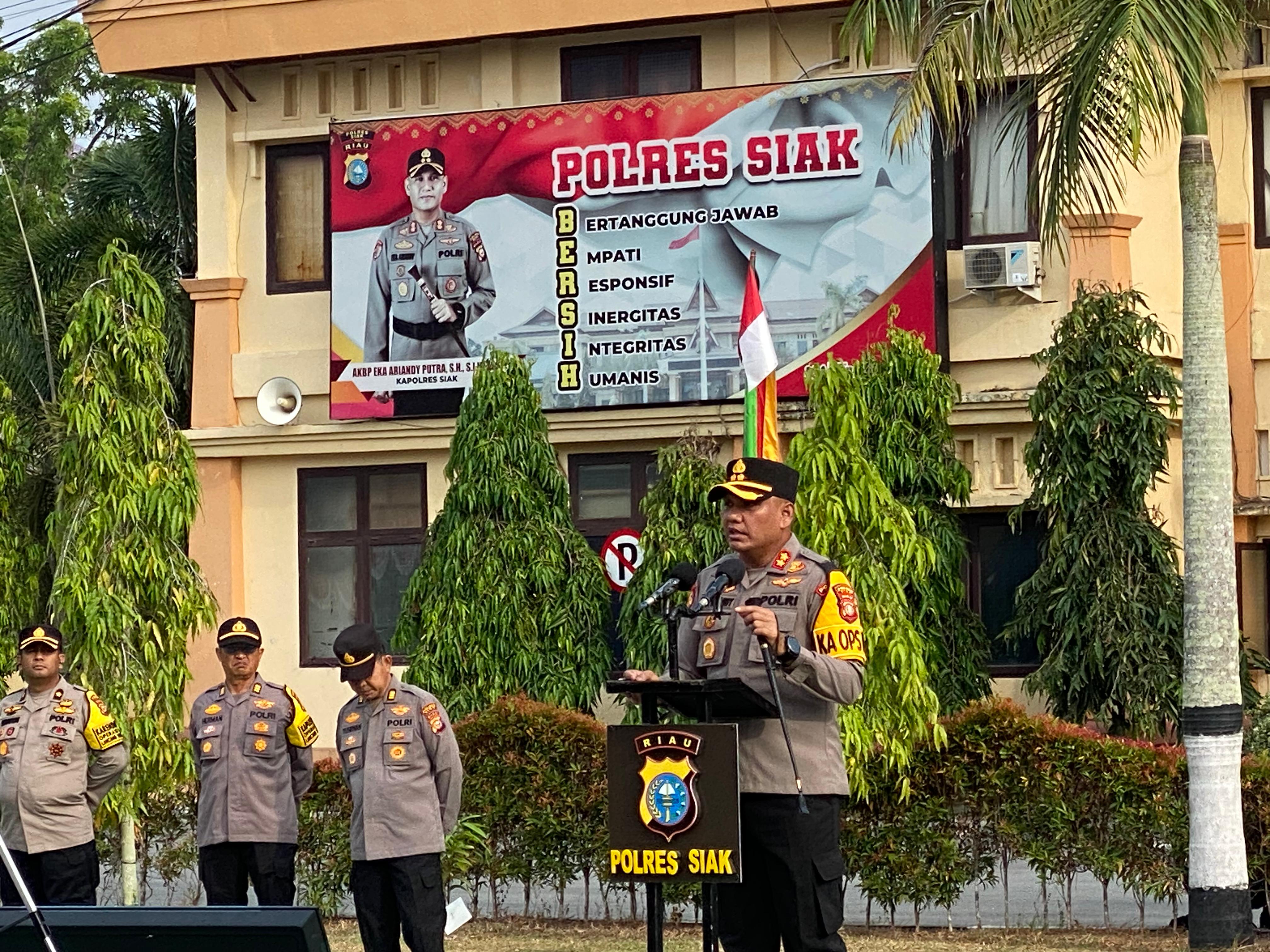 Kapolres Siak Pimpin Apel Pagi, Tegaskan Disiplin, Dukung SPPG, Dan Fokus Cegah Karhutla
