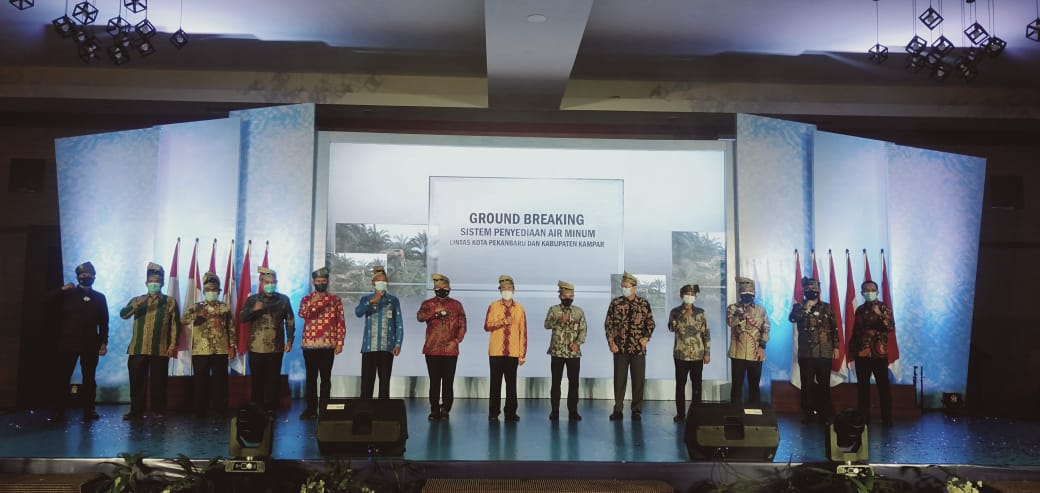 Kodim 0301/PBR Hadiri Acara Ground Breaking SPAM Lintas Kota Pekanbaru dan Kabupaten Kampar