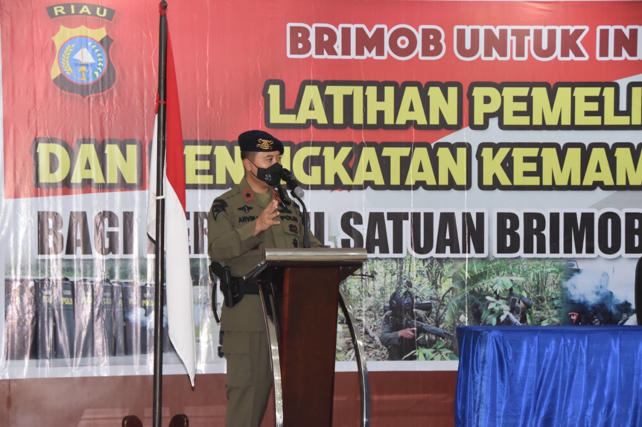Satbrimob Polda Riau Gelar Upacara Pembukaan Latihan Pemeliharaan dan Peningkatan Kemampuan Wanteror Bagi Personel