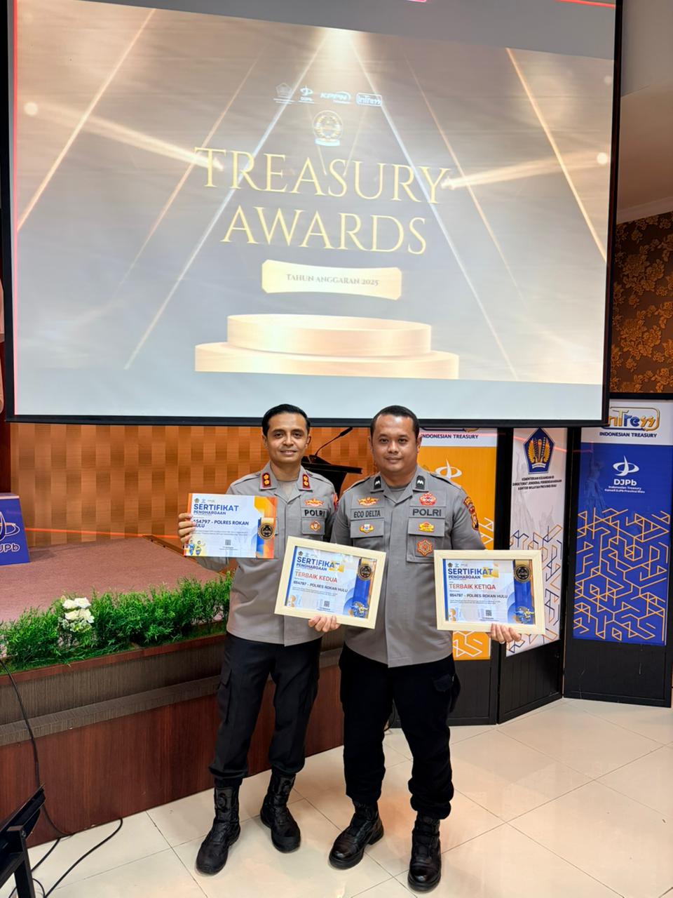 Polres Rokan Hulu Borong Tiga Penghargaan Treasury Awards 2025, Bukti Kinerja Anggaran Berprestasi