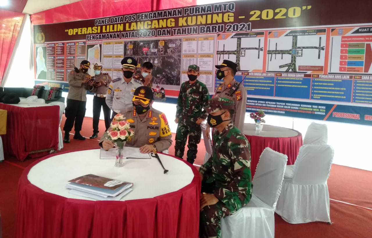 Dandim 0301/PBR Bersama Unsur Forkompinda Pekanbaru Tinjau Pos PAM Natal 2020 dan Tahun Baru 2021
