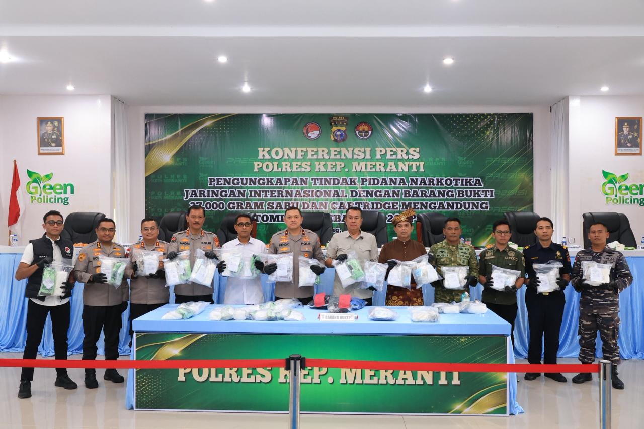 Sindikat Narkoba Lintas Negara Dibekuk Di Kepulauan Meranti, Polda Riau Sita 27 Kg Sabu