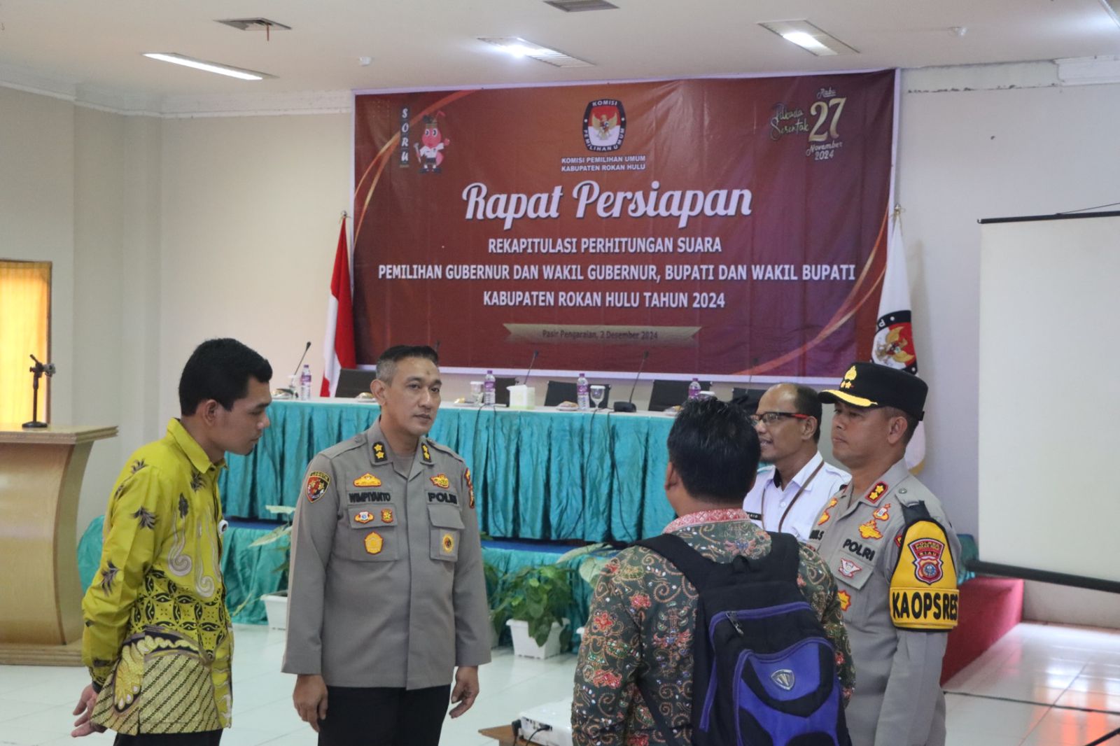 OMP-LK24, Monitoring Kegiatan Rapat Pleno KPU Oleh Pamatwil Dan Kapolres Rokan Hulu