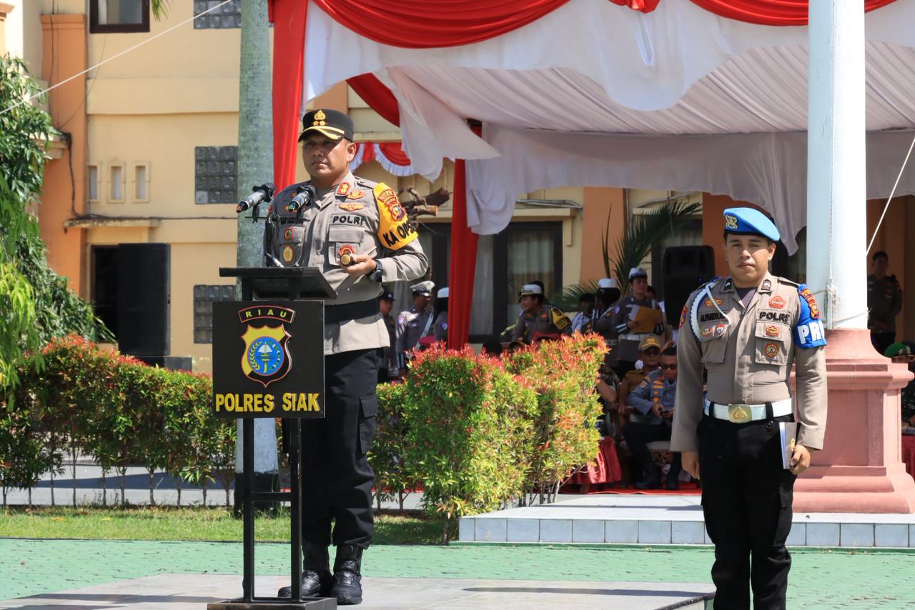 Apel Gelar Pasukan Operasi Patuh Lancang Kuning 2025 Di Polres Siak, Komitmen Tegakkan Tertib Berlalu Lintas Dengan Humanis