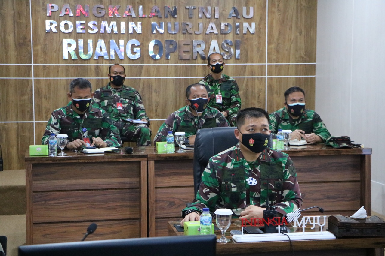Bersama Kasau, Danlanud RSN Hadiri Apel Khusus Secara Virtual Sambut Tahun Baru 2021