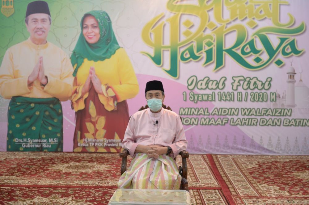 Gubernur Riau Mengucapkan Selamat Hari Raya Idul Fitri 1441 H, Tetap Jalankan Protokol Kesehatan Covid-19