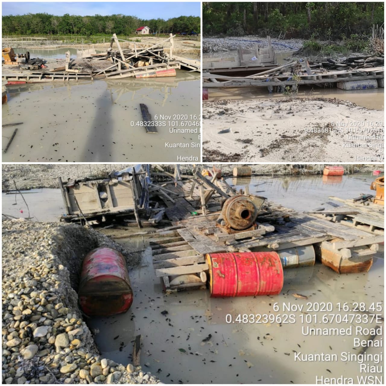 Geram Aktifitas PETI di Desa Gunung Kesiangan dan Banjar Lopak Beraksi Lagi, Kapolres Kuansing Instruksikan Petugas Untuk Hancur Leburkan Rakit Dompeng