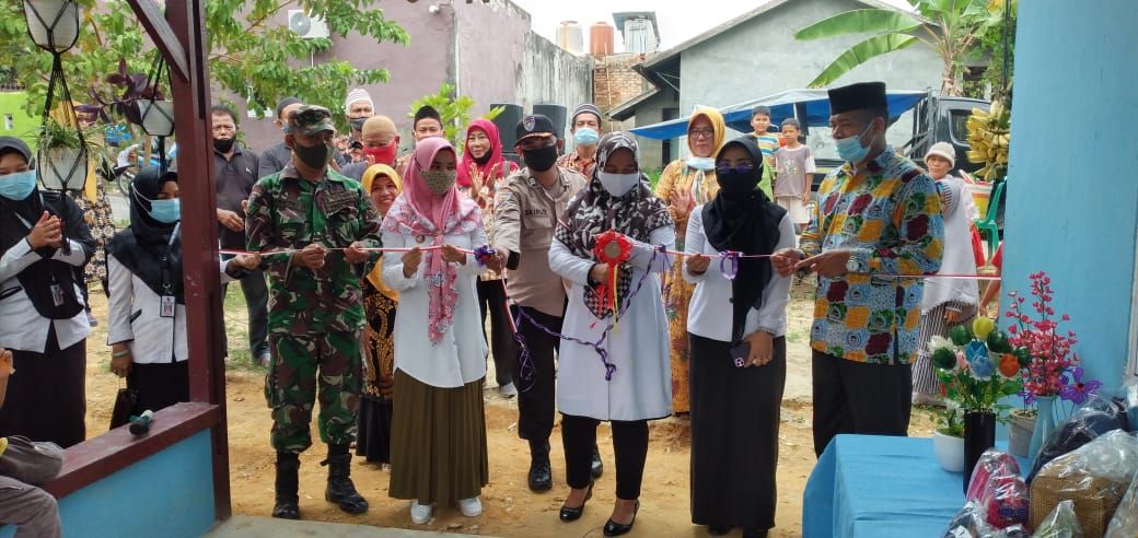 Babinsa Kodim 0301/PBR Hadiri Peresmian Gedung Posyandu Madani di Kelurahan Mentangor