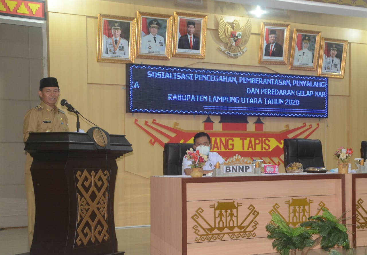 Plt Bupati Lampura Membuka Acara Sosialisasi Pencegahan Dan Pemberantasan Penyalahgunaan dan Peredaran Narkotika