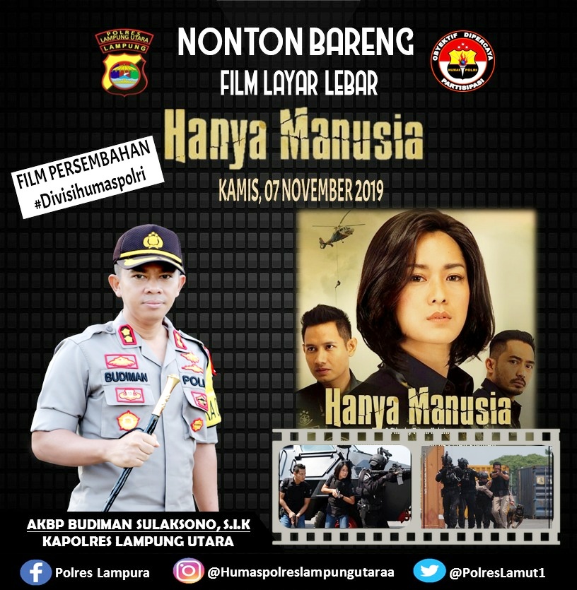 Polres Lampung Utara Ajak Masyarakat Kotabumi Nonton Film 