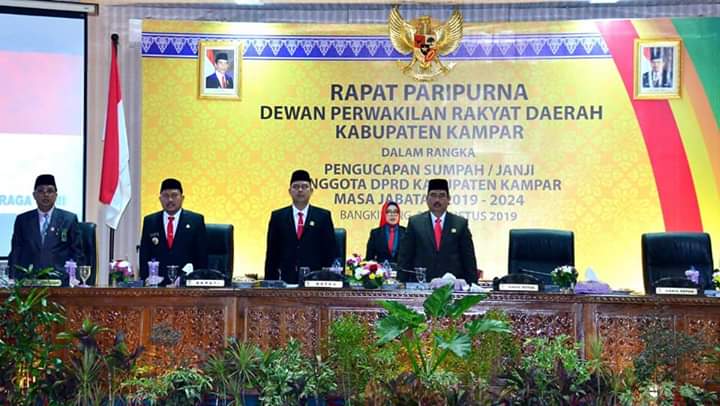 Bupati Kampar: 45 Anggota DPRD Kabupaten Kampar Periode 2019-2024 Dilantik, Semoga Bisa Menjaga Amanah Rakyat