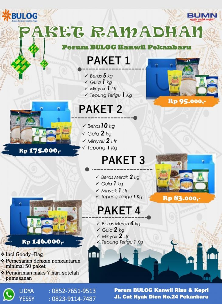 Bulog Menyiapkan 4 Jenis Paket Ramadhan di Layanan Belanja Online