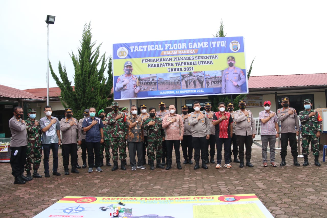 Jelang Pilkades Serentak Tahun 2021, Bupati Taput Bersama Forkopimda Hadiri Simulasi Tactical Floor Game (TFG)