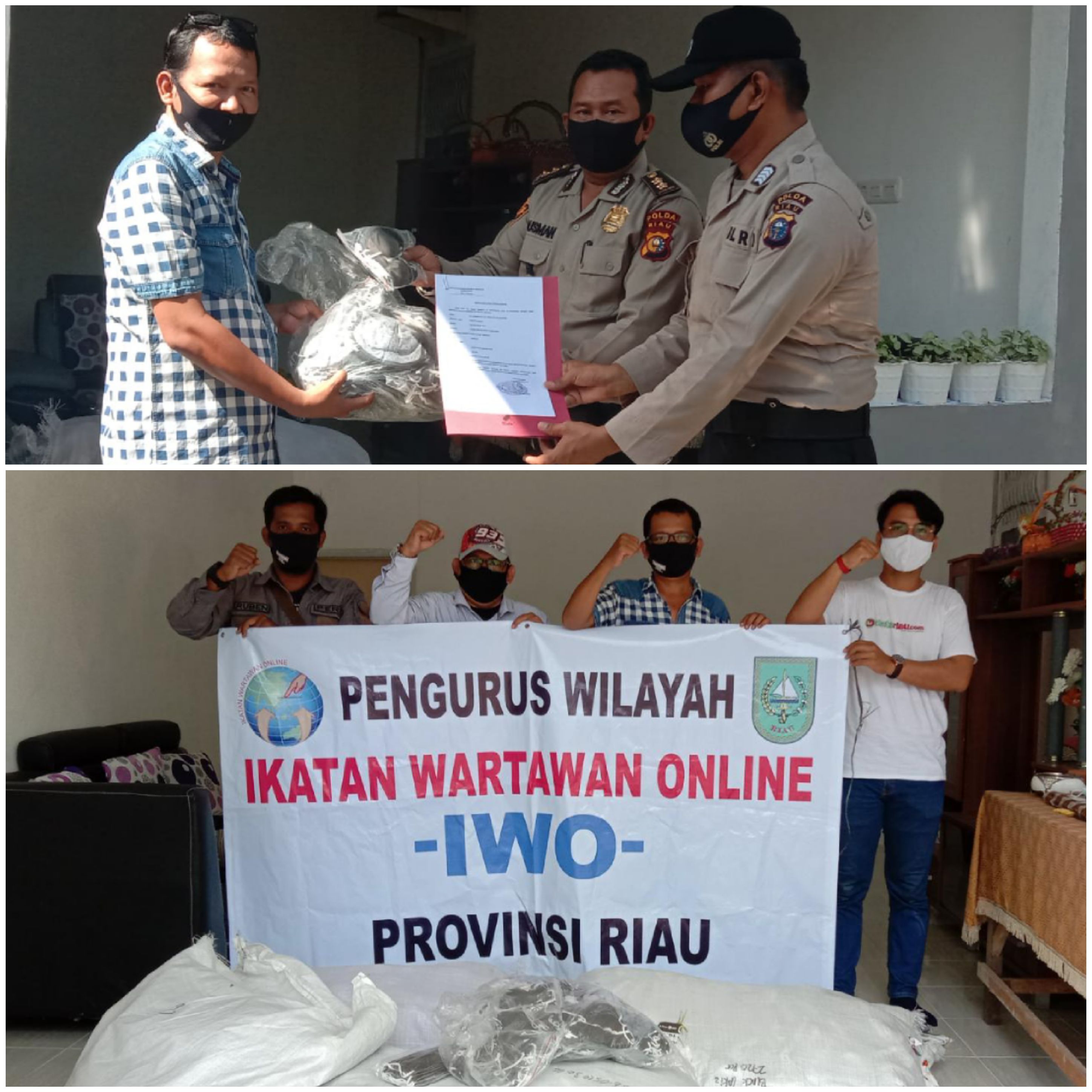 Apresiasi Bagi - Bagi Masker Gratis, Kapolda Riau Bantu 10.000 Masker Ke IWO Provinsi Riau