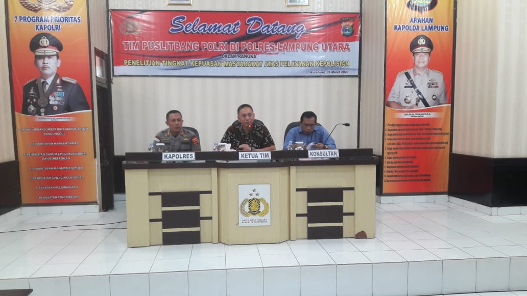 Cek Tingkat Kepuasan Masyarakat, Puslitbang Polri Lakukan Penelitian di Polres Lampung Utara