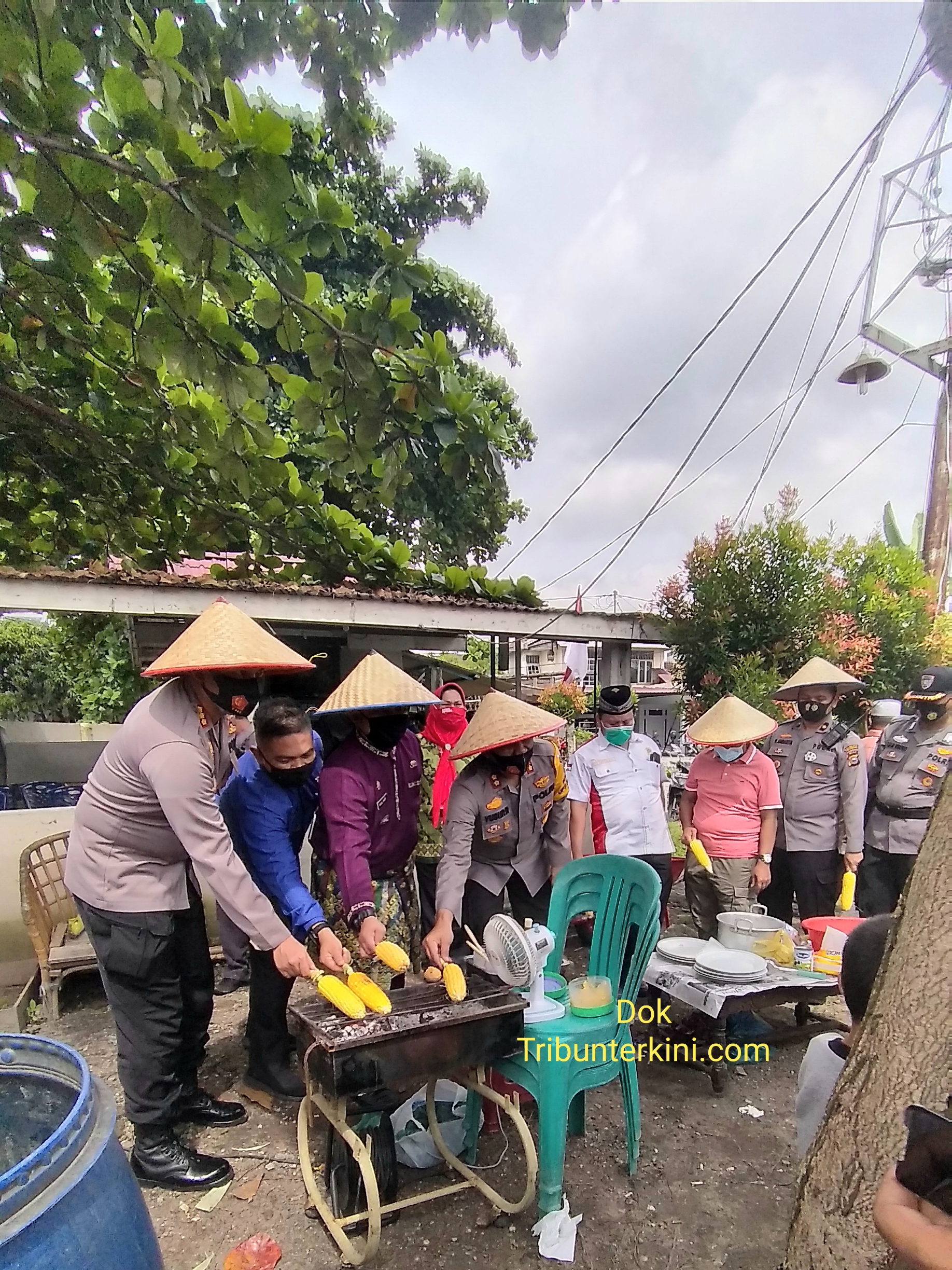 Cicipi Jagung Bakar, Kapolresta Pekanbaru Panen Jagung dan Sayur Mayur di Kampung Tangguh Damai Langgeng