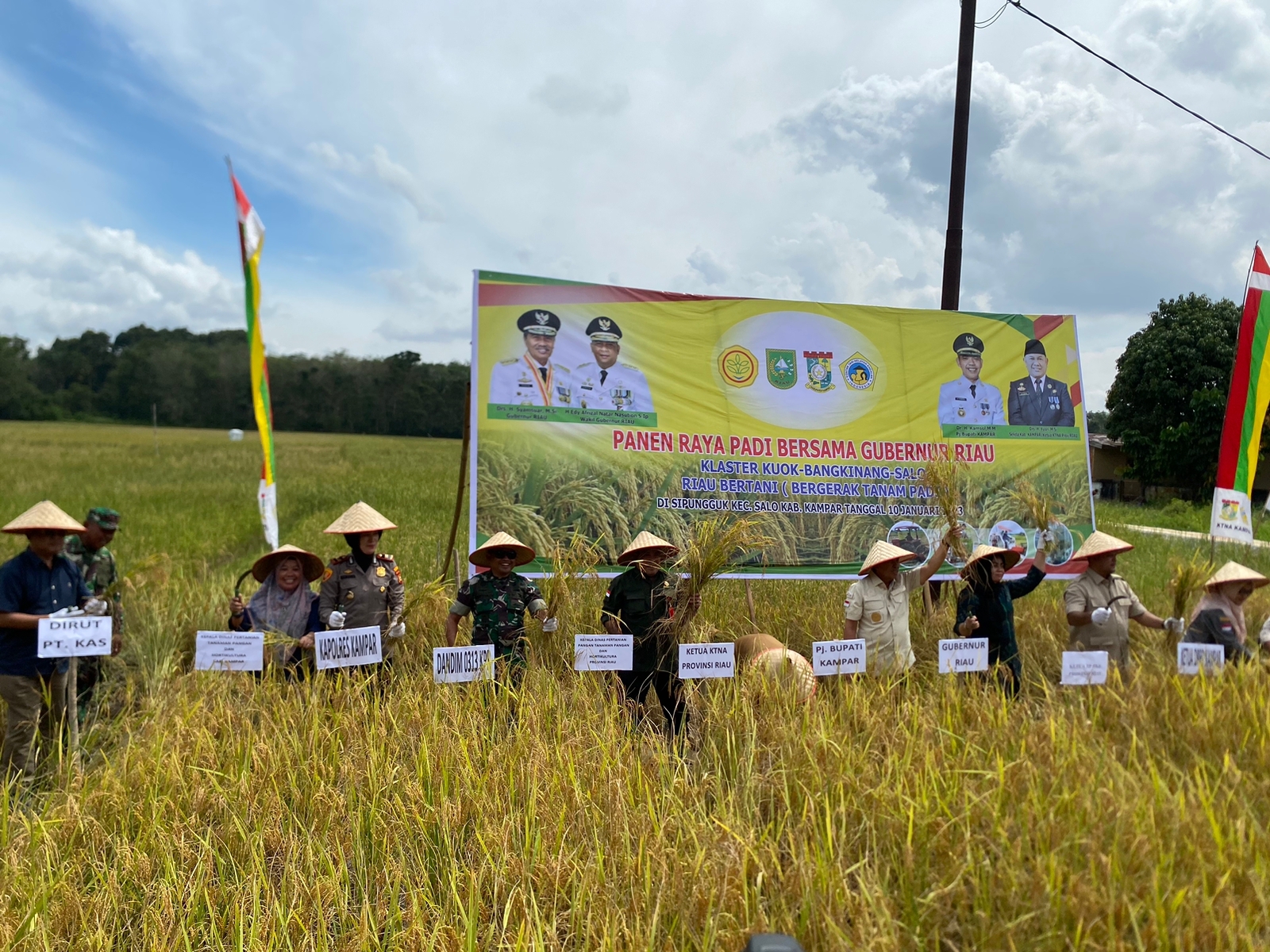 Kapolres Hadiri Panen Raya Bersama Gubernur Riau dan Pj Bupati Kampar di Desa Sipungguk