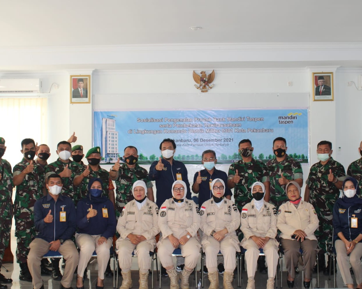 Kodim 0301/PBR Menerima Kegiatan Sosialisasi Pengenalan Produk Bank Mandiri Taspen