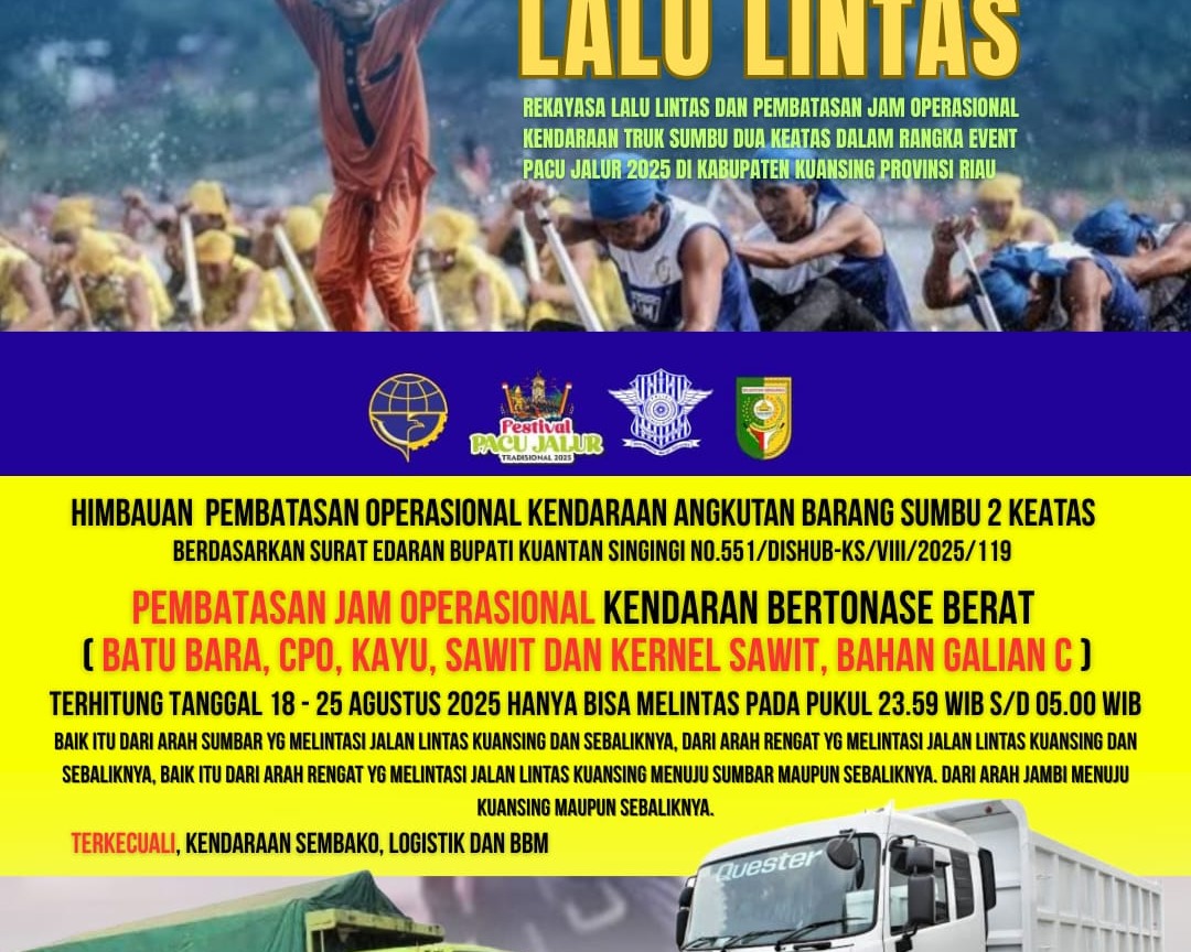 Polda Riau Imbau Pengemudi Angkutan Barang Patuhi Pembatasan Operasional Selama Festival Pacu Jalur 2025