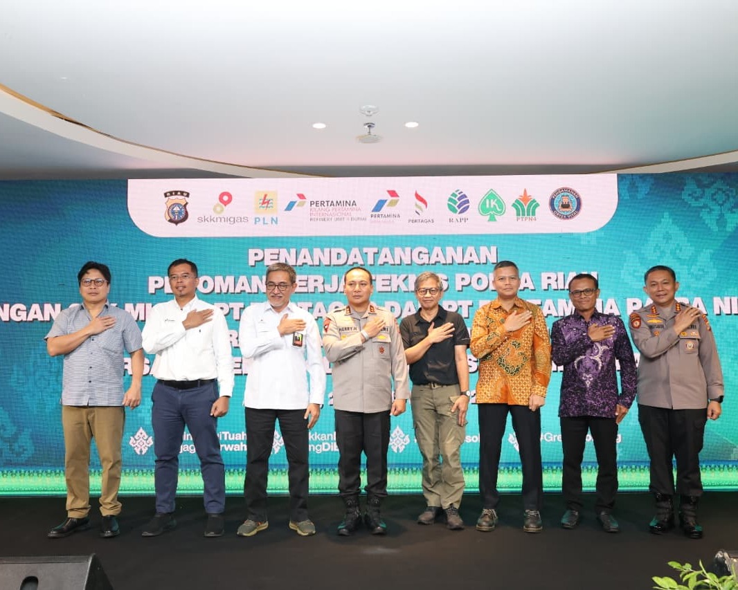 Polda Riau Tandatangani Pedoman Kerja Teknis Dengan SKK Migas, Pertagas, Dan Pertamina Patra Niaga