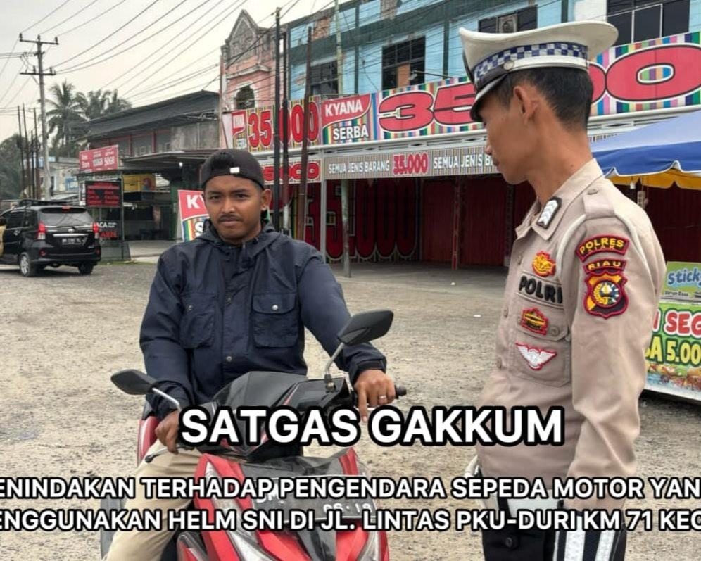 Satgas Gakkum Polres Siak Tertibkan Pelanggar Lalu Lintas Secara Tegas dan Humanis di Kandis Dalam Rangka Operasi Patuh LK 2025