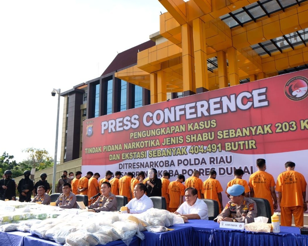 Polda Riau Ungkap Kasus Narkoba, Amankan 203 Kg Sabu Dan 404.491 Butir Ekstasi
