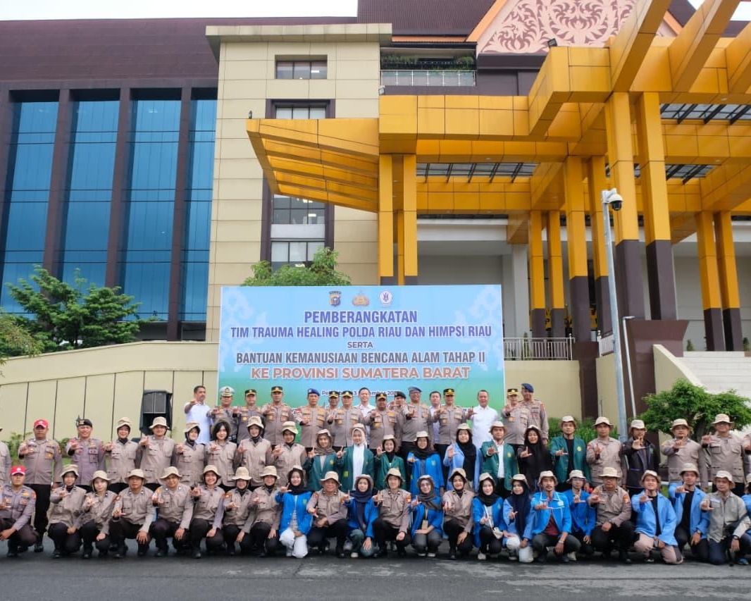 Bantuan Tahap II, Polda Riau Berangkatkan Tim Trauma Healing, Logistik dan Alat Berat Ke Agam Sumatera Barat