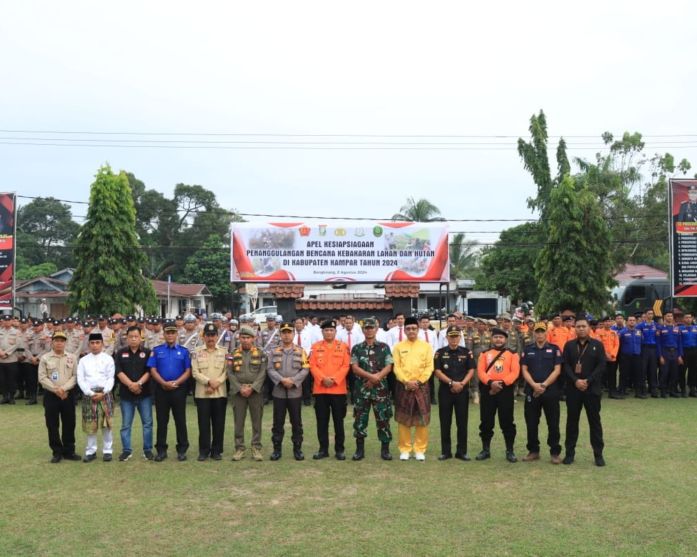 Polres Kampar Gelar Apel Kesiapsiagaan Penanggulangan Bencana Karhutla di Kabupaten Kampar