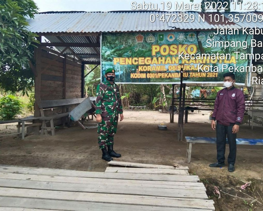 Peduli Karhutla, Babinsa Kodim 0301/PBR Patroli dan Sosialiasi Di Lahan Rawan Kebakaran