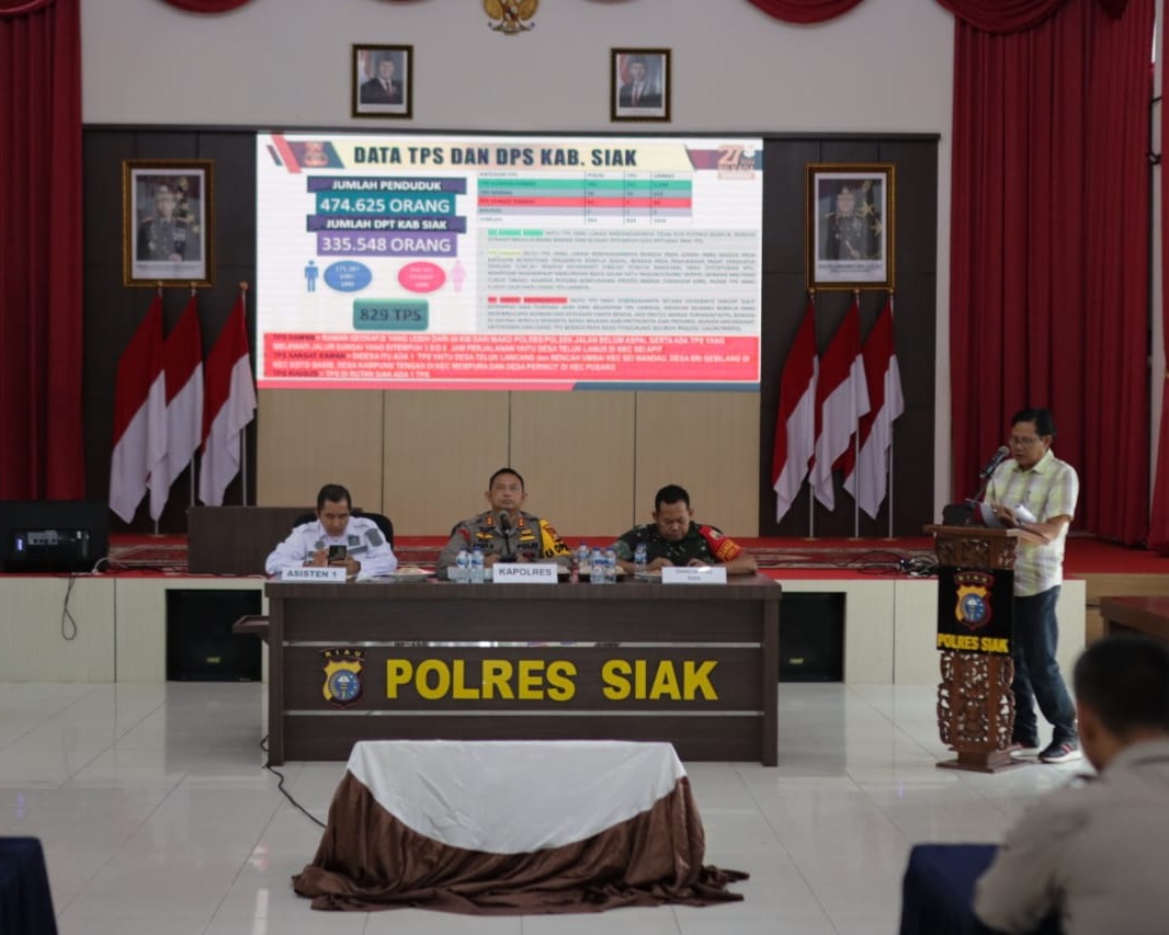 Polres Siak Gelar Rakor Lintas Sektoral Pengamanan Rapat Terbuka Pilkada Serentak dan Distribusi Logistik di Kabupaten Siak