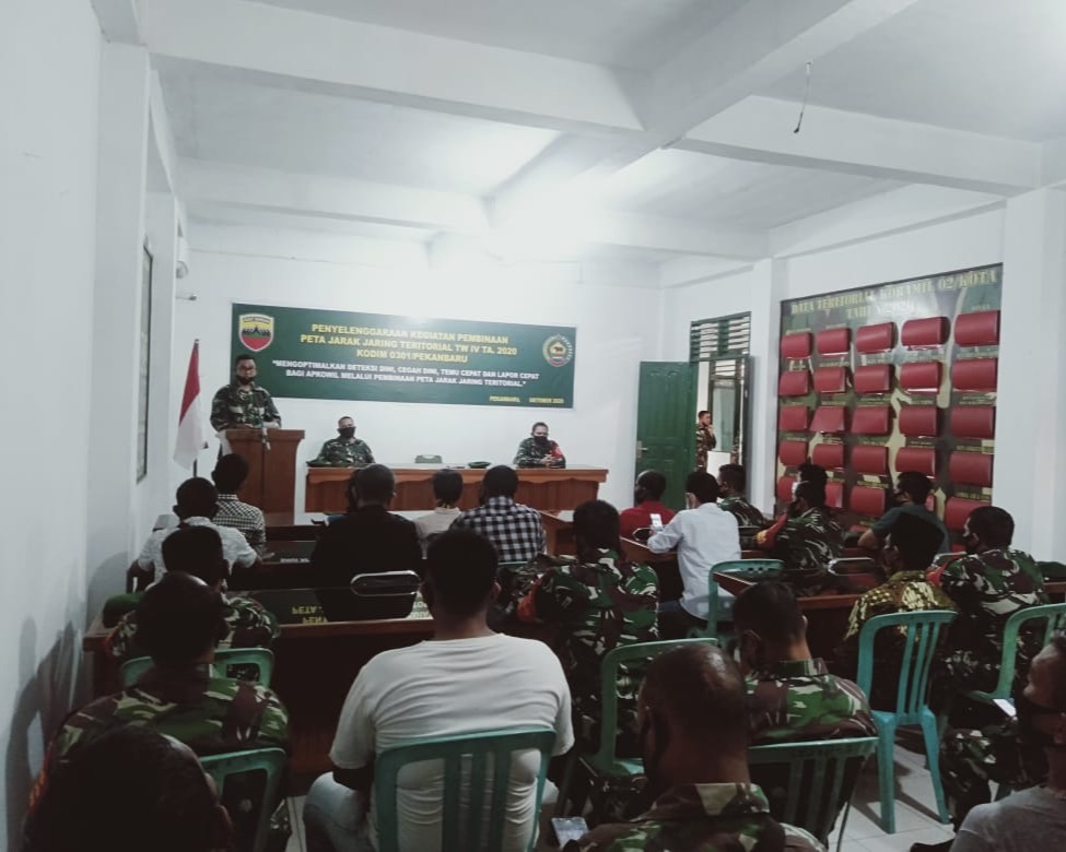 Kodim 0301/Pekanbaru Menyelenggarakan Kegiatan Pembinaan Peta Jarak Jaring Teritorial TW IV Tahun 2020