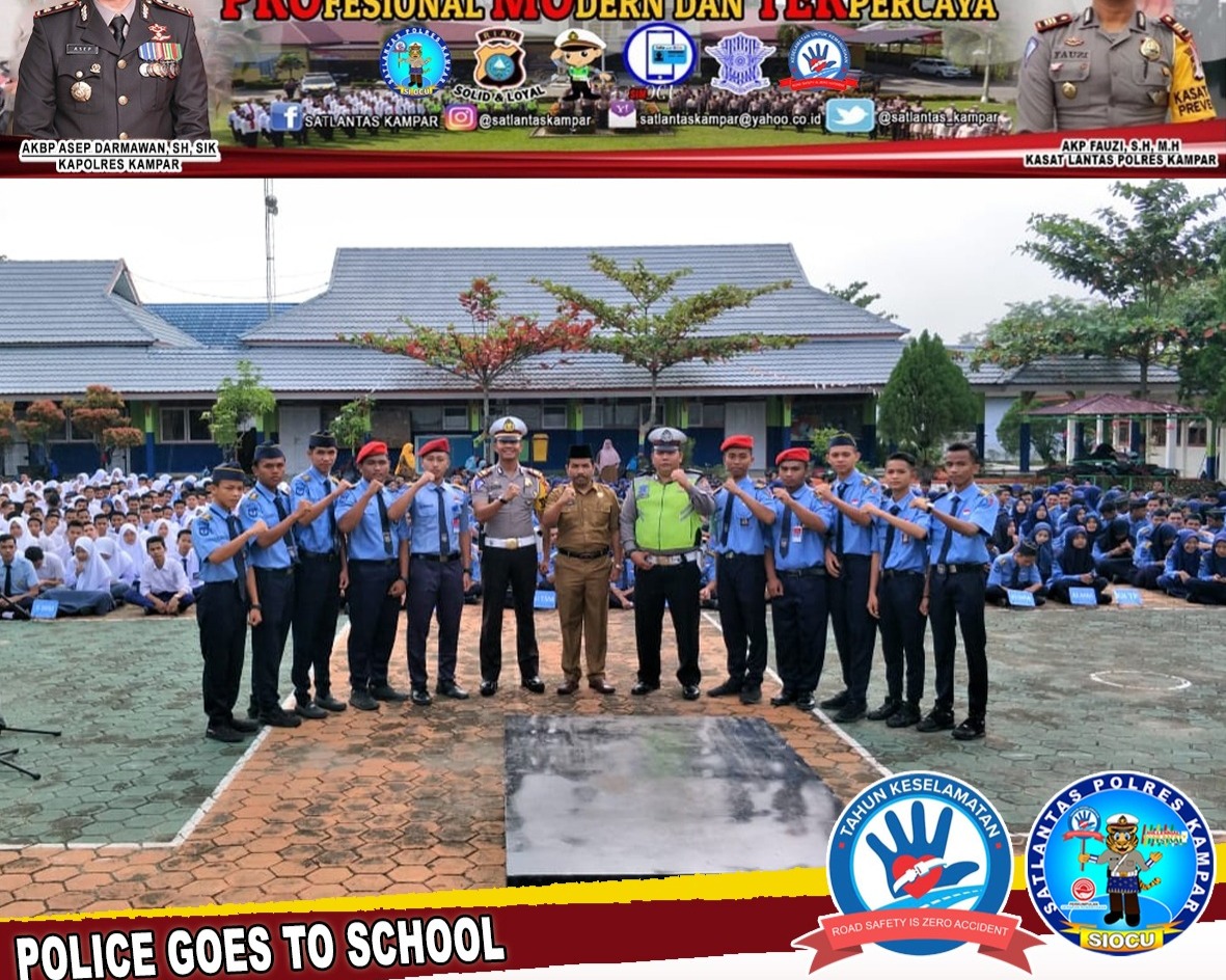 Gelar Police Goes to School di SMK Negeri 1 Bangkinang, Kasat Lantas Polres Kampar Menjadi Irup Upacara Bendera