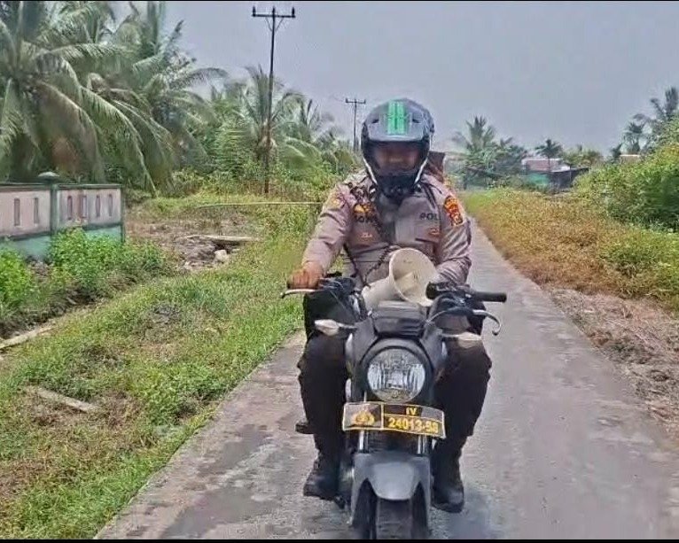 Polres Gencar Mobiling Himbau Warga, Larang Bakar Lahan di 9 Titik Wilayah Pelalawan