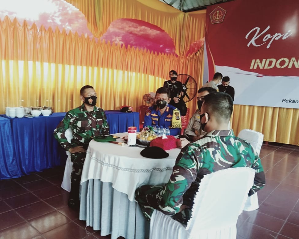 Dandim 0301/PBR Hadiri Acara Ngopi Bareng TNI - POLRI, 'Kopi Kebangsaan Untuk Indonesia Maju' di Mako Satuan Brimob Polda Riau