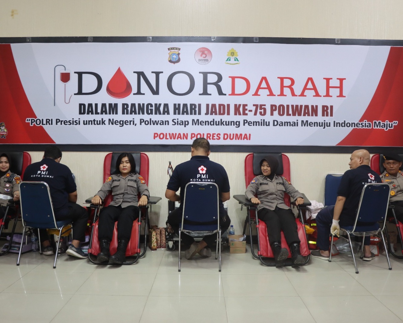 Polres Dumai Gelar Donor Darah Dalam Rangka HUT Ke-75 Polwan RI